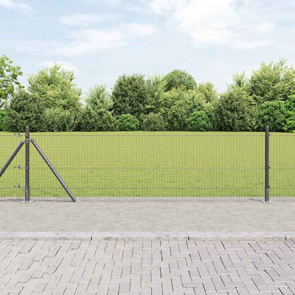 vidaXL Fence Post Grey 50 x 0.5 m (25 x 25 mm mesh) Steel and PVC