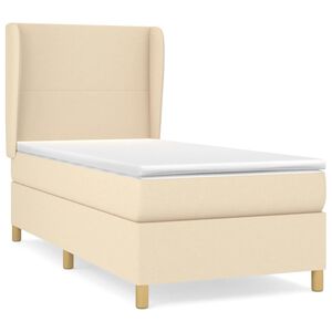 vidaXL Box Spring Bed with Mattress Cream 90x190 cm Fabric