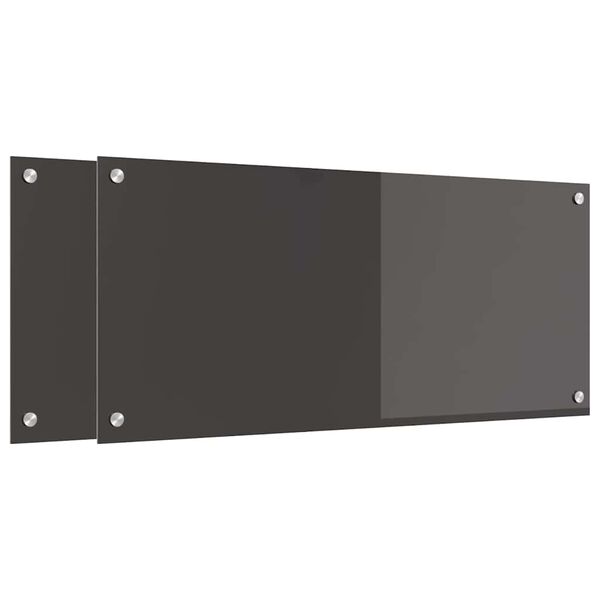 vidaXL Kitchen Backsplash 2 pcs Dark Grey 90 x 40 cm Tempered Glass