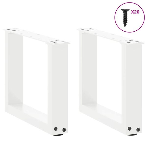 vidaXL Coffee Table Legs U-Shaped 2 pcs White 40x(30-31) cm Steel