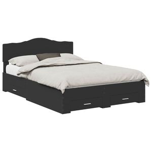 vidaXL Bed Frame with Headboard Black 160 x 200 cm Engineered Wood