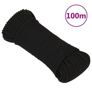 vidaXL Work Rope Black 3 mm 100 m Polyester