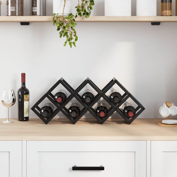 vidaXL Wine Rack Black Oak 63 x 16.5 x 25 cm Powder-Coated Steel