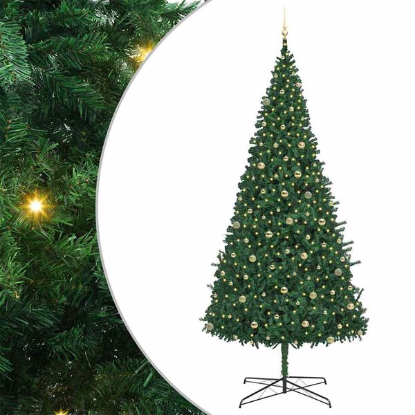 vidaXL Christmas Tree with Decorative String Lights Green 400 cm PVC