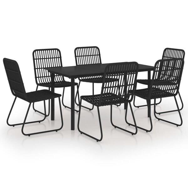 vidaXL 7 Piece Outdoor Dining Set Poly Rattan and Glass