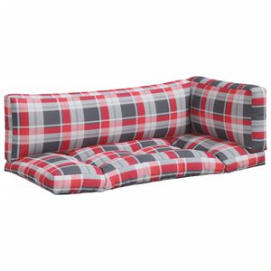 vidaXL Pallet Cushions 3 pcs Red Check Fabric