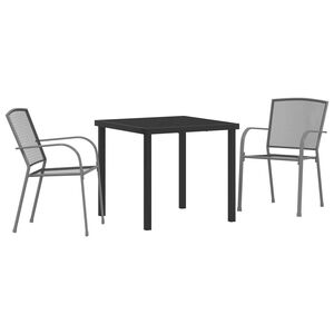 vidaXL Garden Dining Set 3 pcs Anthracite Powder-Coated Steel