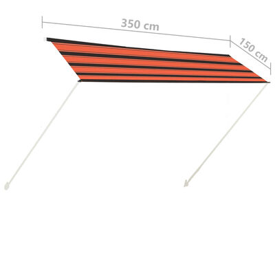 vidaXL Retractable Awning 350x150 cm Orange and Brown