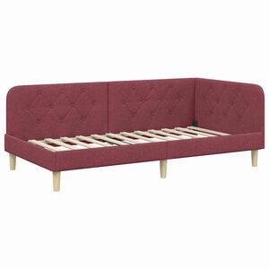 vidaXL Corner Bed Frame with Headboard Wine Red 90 x 190 cm Fabric