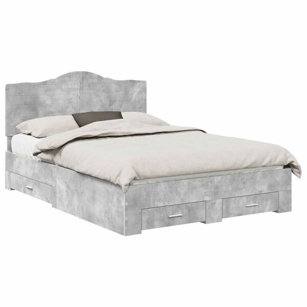 vidaXL Bed Frame Concrete Grey 160 x 200 cm Engineered Wood