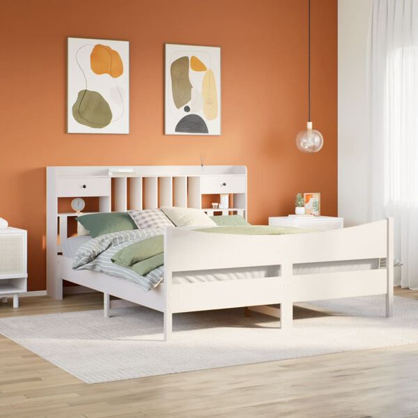 vidaXL Bed Frame without Mattress White 180x200 cm Super King Solid Wood Pine