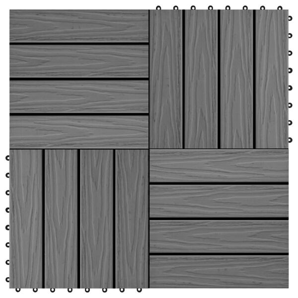 vidaXL 11 pcs Decking Tiles Deep Embossed WPC 30x30 cm 1 sqm Grey
