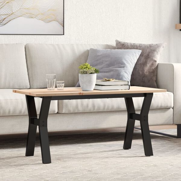 vidaXL Coffee Table Y-Frame 100x50x45 cm Solid Wood Pine and Steel