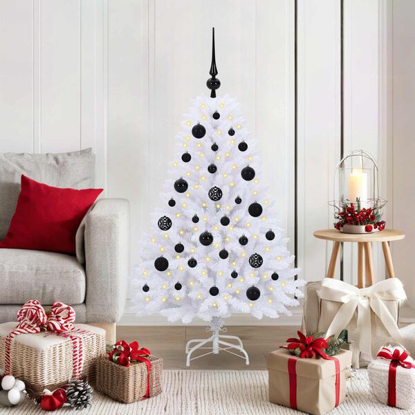 vidaXL Artificial Hinged Christmas Tree White 120 cm PVC and Steel