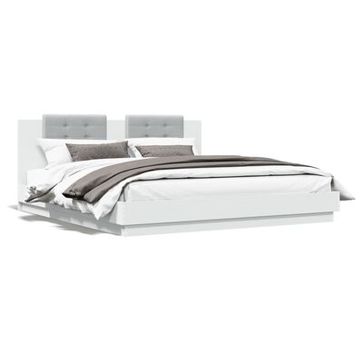 vidaXL Bed Frame with Headboard White 160x200 cm Engineered Wood