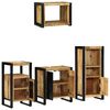 vidaXL Bathroom Furniture Set with Shelf 4 pcs Brown Solid Mango Wood