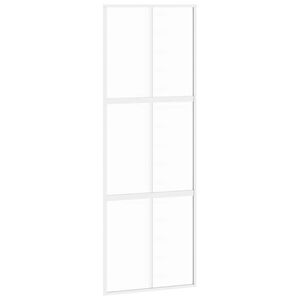 vidaXL Sliding Door White 76x205 cm Tempered Glass and Aluminium