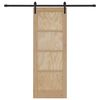 vidaXL Sliding Door Natural and Black 73.5 x 198.5 cm Solid Pine Wood