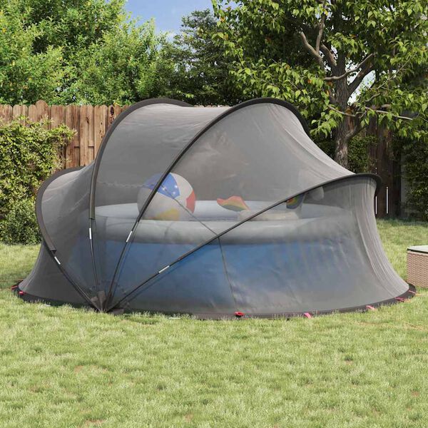 vidaXL Pool Dome Folding Manual Black 405 x 405 x 192 cm