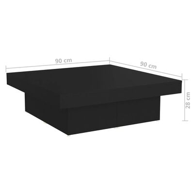vidaXL Coffee Table Black 90x90x28 cm Engineered Wood