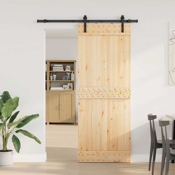 vidaXL Sliding Door with Hardware Set 80x210 cm Solid Wood Pine