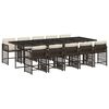 vidaXL 11 Piece Garden Dining Set with Cushions Brown Poly Rattan