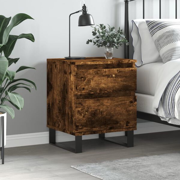 vidaXL Bedside Cabinet Smoked Oak 40x35x50 cm Engineered Wood