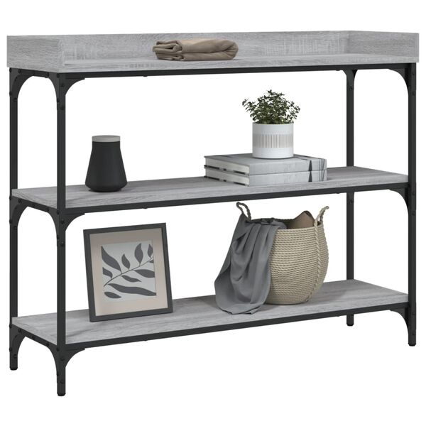 vidaXL Console Table with Shelves Grey Sonoma 100x30x80 cm
