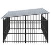 vidaXL Outdoor Dog Kennel with Roof Steel 5.63 m&sup2;