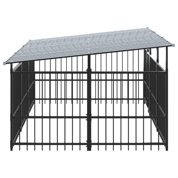 vidaXL Outdoor Dog Kennel with Roof Steel 5.63 m&sup2;