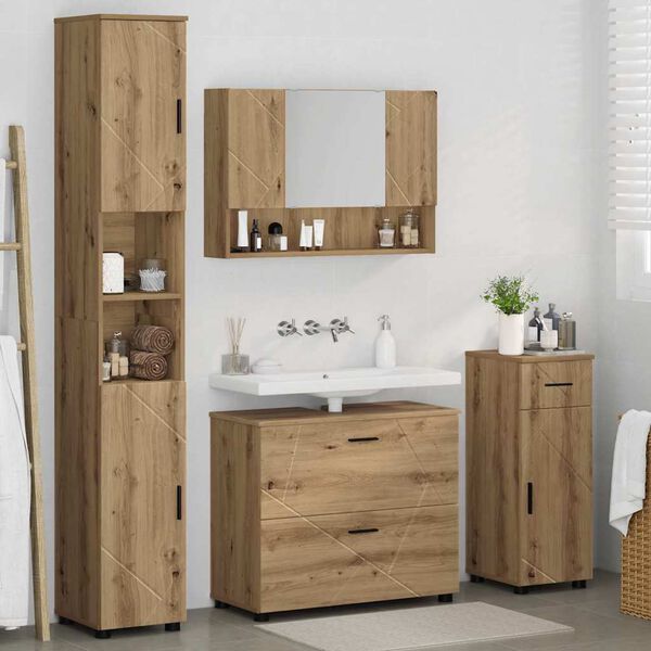 vidaXL Bathroom Furniture Set with Drawer with Shelf 4 pcs Artisan Oak