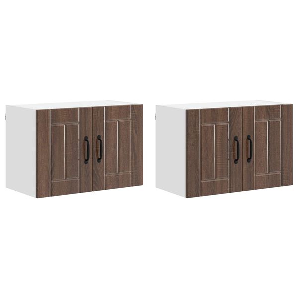 vidaXL Kitchen Wall Cabinets with Door 2 pcs Brown Oak 60 x 31 x 40 cm
