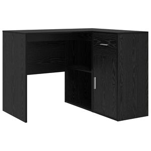vidaXL Corner Desk with Drawer with Shelf Black Oak 102 x 88 x 75 cm