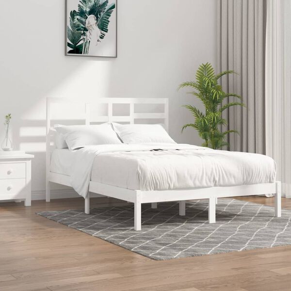 vidaXL Bed Frame without Mattress White Solid Wood 160x200 cm