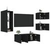 vidaXL 5 Piece TV Wall Units with LED Black Engineered Wood