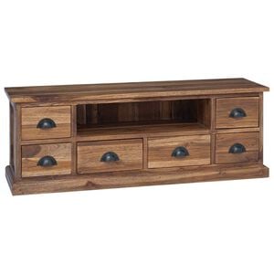 vidaXL TV Stand with Drawer Natural 110 x 30 x 40 cm Solid Teak Wood