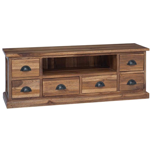 vidaXL TV Stand with Drawer Natural 110 x 30 x 40 cm Solid Teak Wood