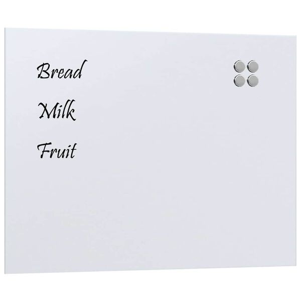 vidaXL Wall-mounted Magnetic Board White 80x60 cm Tempered Glass