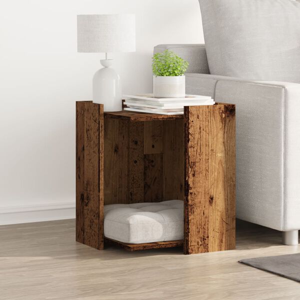 vidaXL Cat Litter Box Enclosure Old Wood 42x42x51 cm Engineered Wood