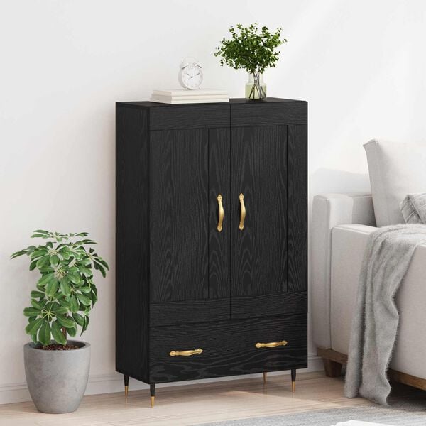 vidaXL Highboard Black Oak 69.5 x 31 x 115 cm Engineered Wood