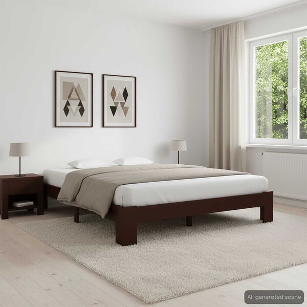 vidaXL Bed Frame without Mattress Dark Brown Solid Pine Wood 160x200 cm