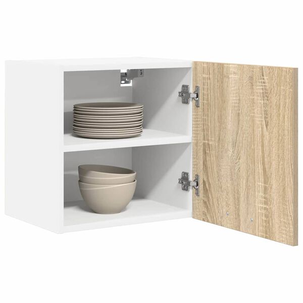vidaXL Hanging Cabinet with Door Sonoma Oak and White 40 x 31 x 40 cm