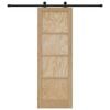 vidaXL Sliding Door Natural and Black 73.5 x 211 cm Solid Pine Wood