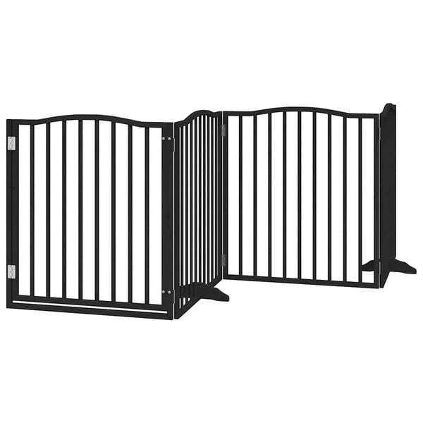 vidaXL Dog Gate with Door Foldable 12 Panels Black 960 cm Poplar Wood
