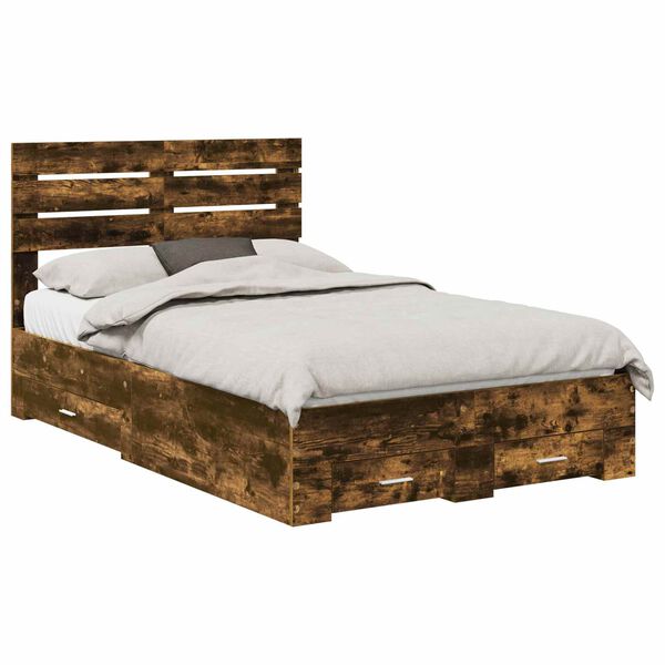 vidaXL Bed Frame with Drawer with Headboard Manual Engineered Wood