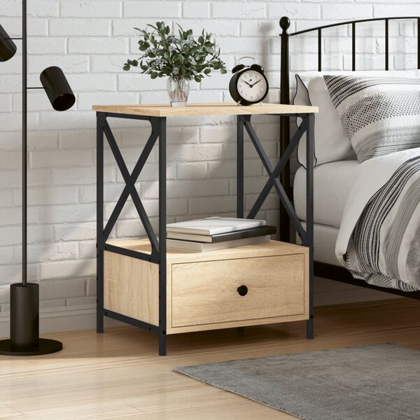 vidaXL Bedside Table Sonoma Oak 50x41x65 cm Engineered Wood