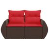 vidaXL Garden Sofa with Cushions 2-Seater Brown Poly Rattan