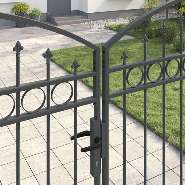 vidaXL Fence Gate with Lock Grey 401 x 250 cm Steel