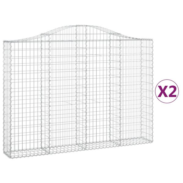 vidaXL Arched Gabion Baskets 2 pcs 200x30x140/160 cm Galvanised Iron