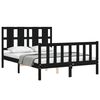 vidaXL Bed Frame without Mattress Black Double Solid Wood Pine
